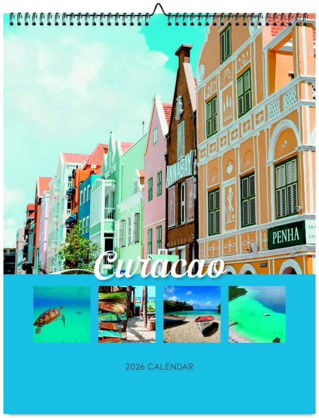 Curacao 2026 Wall Calendar - Scenic Beach Photography, 12-Month Planner, 14.5x18.25 Inches, January to December - Holiday Gift Idea