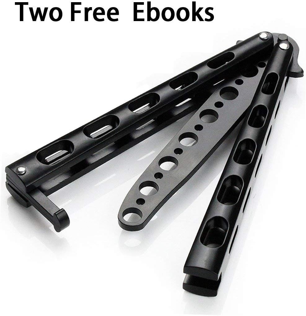 GetLoveToy Balisong Butterfly Knife Practice Metal Steel for Beginner, Children, Butterfly Knives Lover, Enhanced Version (Black)