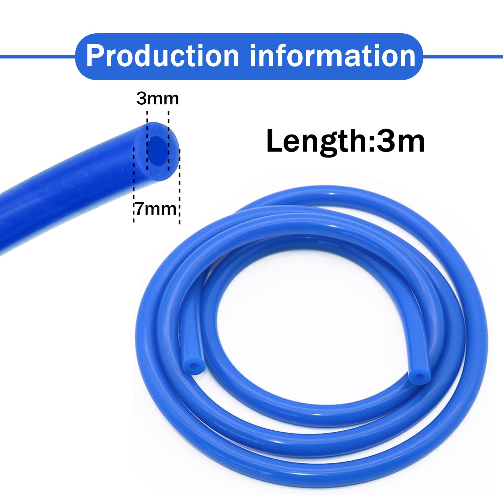 Tubo Silicone Vuoto 3mm 3M per Auto Turbo Indicatore Blu
