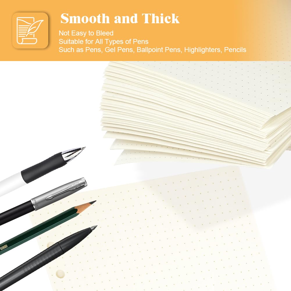 Vicloon A5 Loose Leaf Punched Paper, 180 Pages Dotted Refill Paper - Image 4