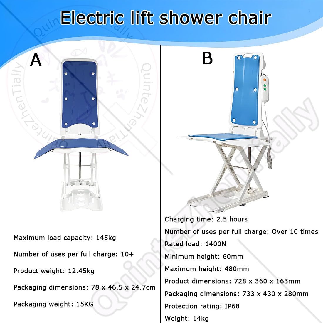Elevador Silla Eléctrico,Elevadores Bañera Personas Mayores,Silla Elevadora Bañera Reclinable & Ligera,Altura Ajustable 60-480 Mm,para Personas Mayores,Pacientes A