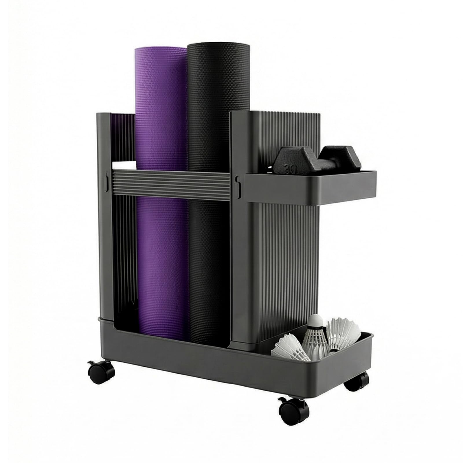 Home Gym Storage Rack, Multifunctional Storage Rack on Wheels, Workout Equipment Organizer for Home, Hotel, Commercial Gym