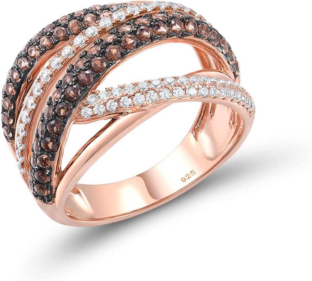 Santuzza 925 Sterling Silver Twisted Rose Gold Plated Ring for Women