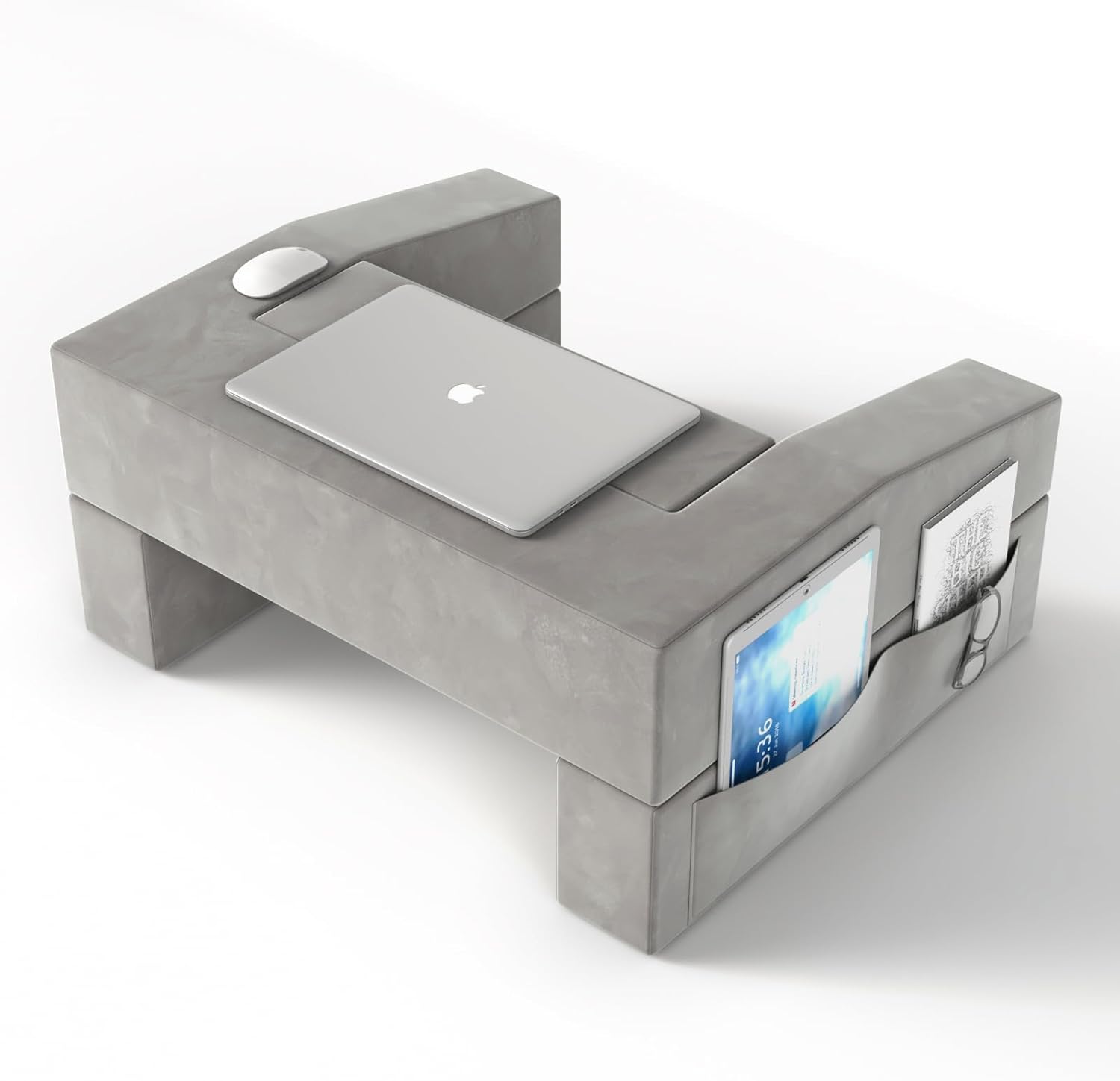 Extra Large Memory Foam Reading & Gaming Pillow with Adjustable Arm Rest, Lap Desk Pillow for Adults – Ergonomic Support for Working, Gaming, Reading in Bed, Couch, Floor