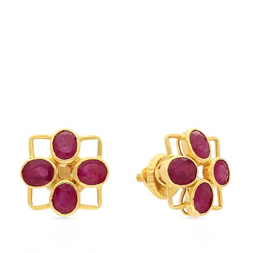 Malabar Gold & Diamonds Ruby BIS Hallmark 22kt (916) Yellow Gold Studs Earrings For Women (PSNYT2883_Y)