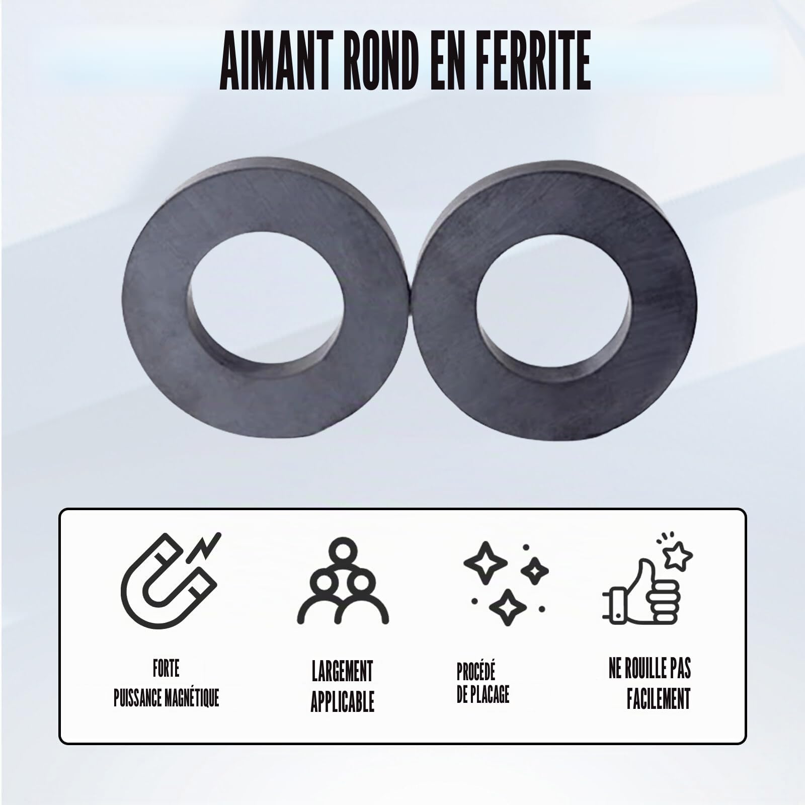 Lot de 4 anneaux magnétiques : diamètre 70 mm x 32 mm x 15 mm, avec trou, anneau magnétique, résistant, avec trou pour l'industrie, le bricolage, les projets scientifiques