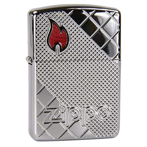Zippo Armor Logo & Flame Pocket Lighter, High Polish Chrome