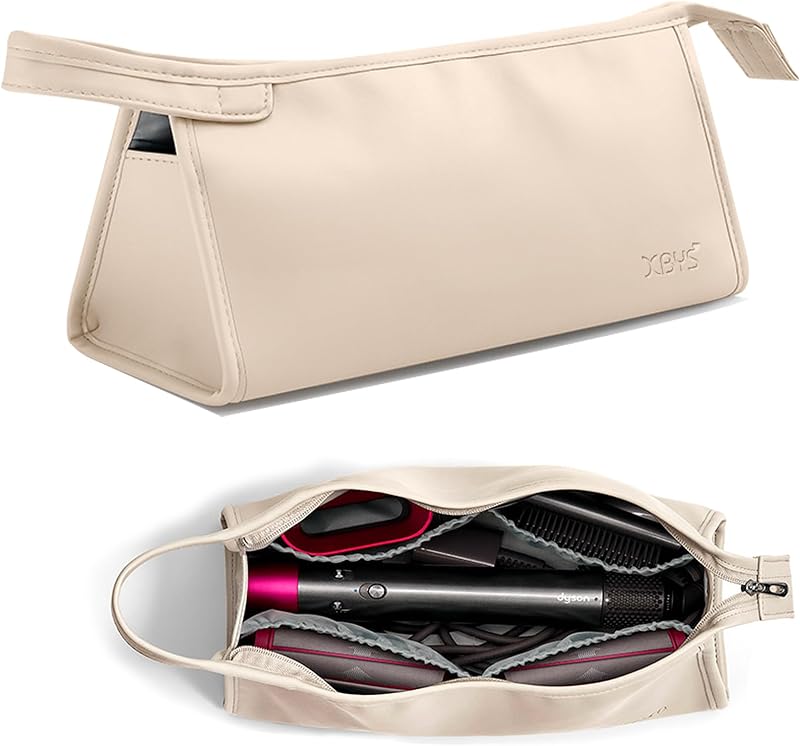 Veki PU Leather Travel Case for Dyson Airwrap Styler | Portable Travel Storage Bag for Shark Flexstyle Air Styling & Drying System, Waterproof Carrying Organizer Airwrap Styler