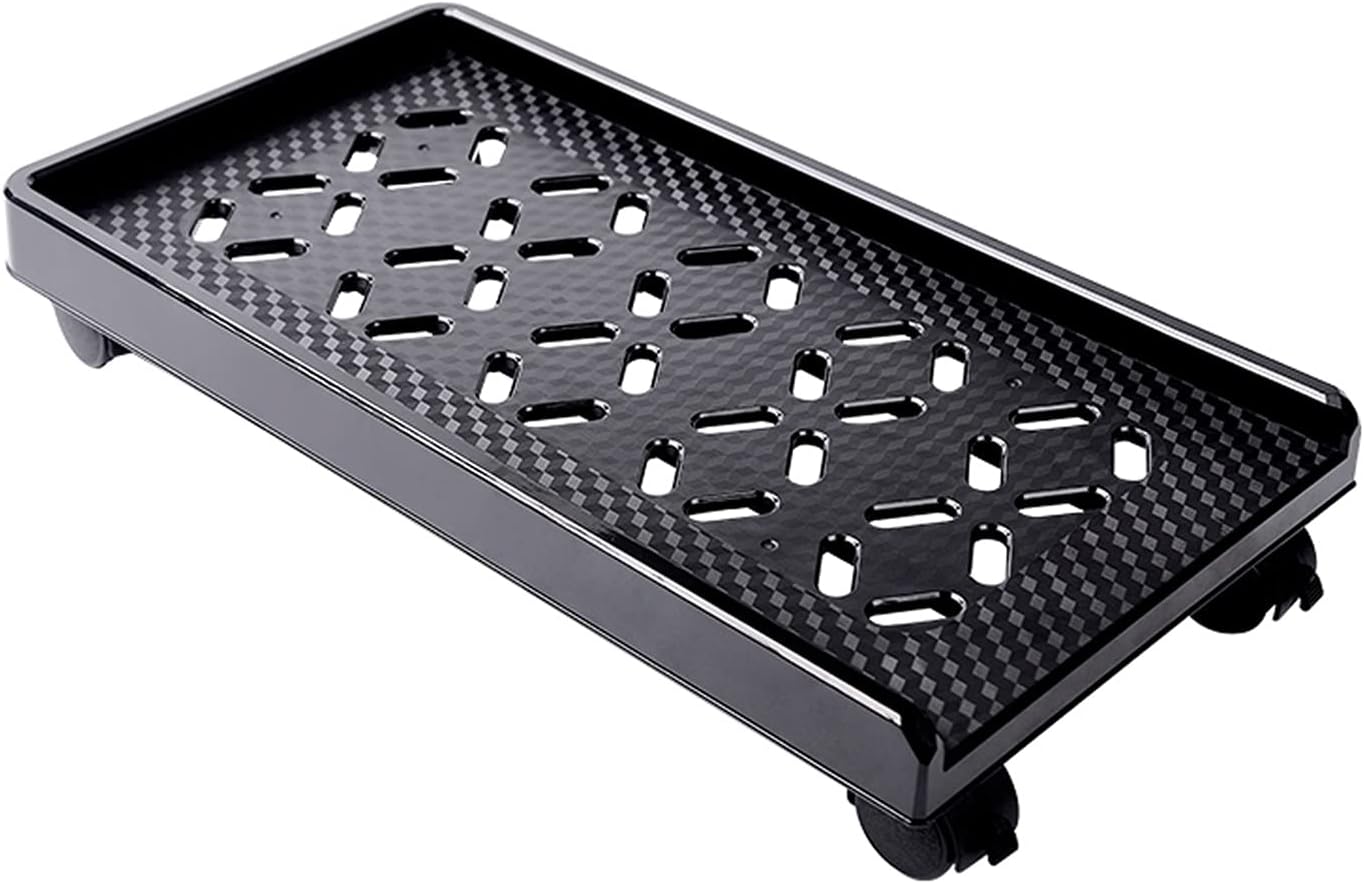 CPU Stand Mobile PC Rack CPU Bracket cart with Wheels，Desktop PC Host Base Tray,Movable Pulley Chassis Shelf (Black) Computer Tower Stand