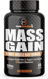 Bulk Gain Mass & Weight Gainer Capsule for Fast Weight & Muscle Gain, Daily Muscle Building Weight Lifters Supplement for Muscle Growth, Stamina & Strength, For Men & Women - 60 Cap.