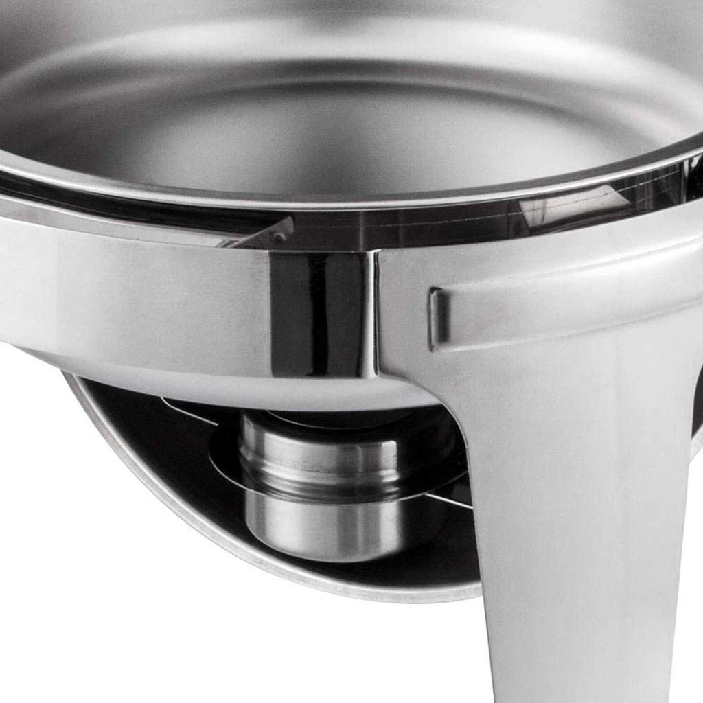 Plato de frotamiento Redondo de Acero Inoxidable, 6L Calentador de Alimentos Plato de Buffet Bandeja de Catering, con recipientes para Alimentos Soportes de Combustible, para Cater