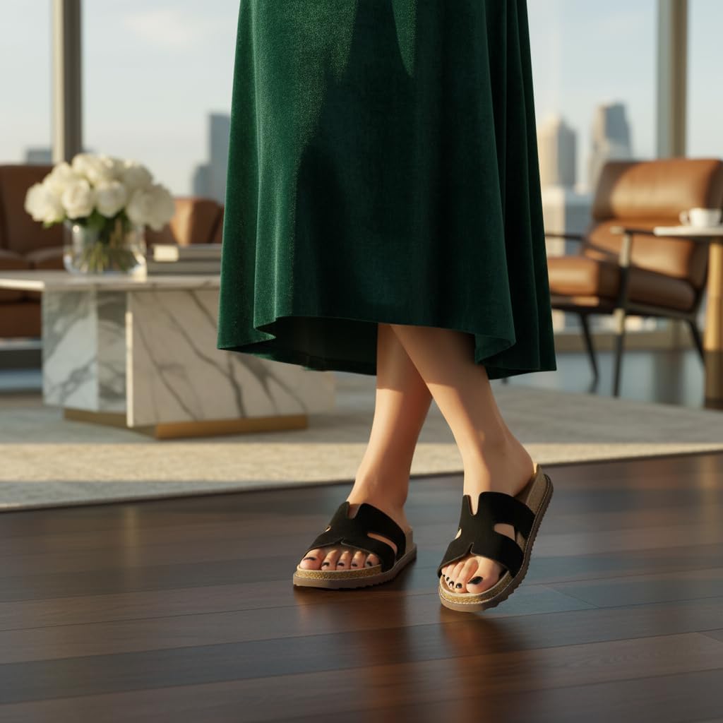 CUSHIONAIRE Women's Wisdom Cutout Leather Slide Sandals - Image 2