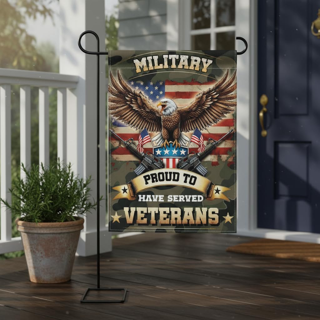 Proud Military Family Garden Flag 12x18 In Doublesided Eagle Camouflage American Flag Outdoor Decor for Army Veterans, All Service Branches, Memorial Day & Veterans Day - Image 7