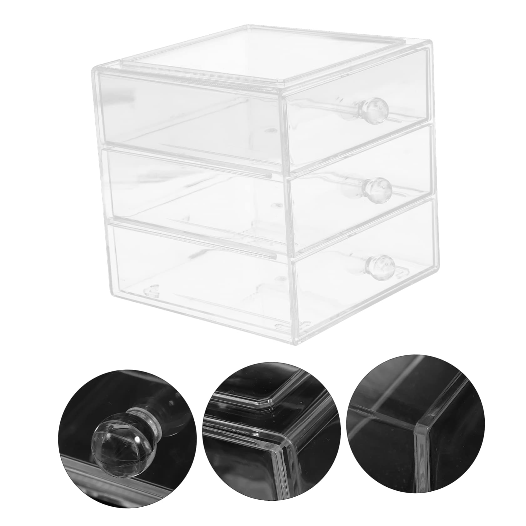 Gadpiparty Caja De Almacenamiento De Cosméticos De Escritorio Organizador De Maquillaje Con Cajones Caja De Almacenamiento De Cosméticos Transparente Para Tocador Almacenaje De Cosmetica