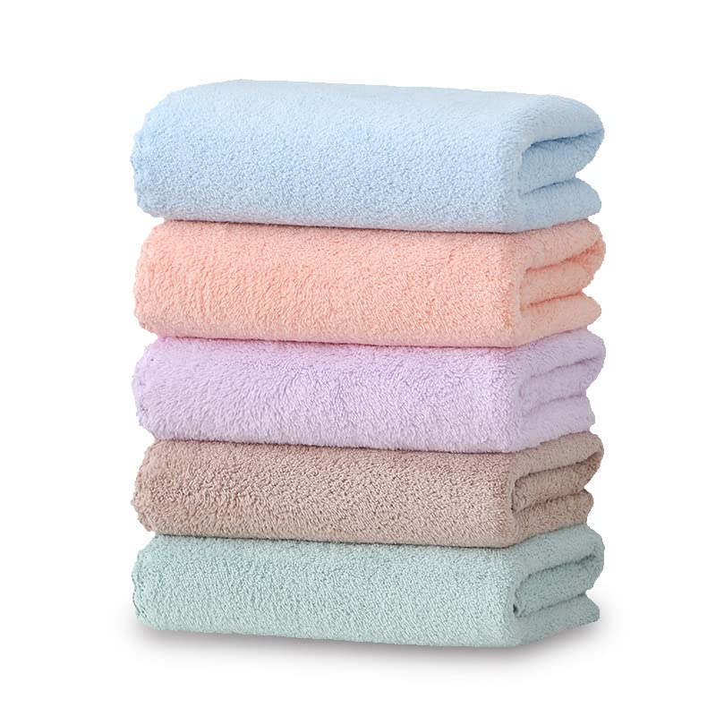 S SYMEFER 5 Pack Face Towel Microfiber Coral Fleece Towelset Gym Towels Microfiber Sports Towel Set for Men & Women Multi-Colour Bath Towel Premium Cotton Face Washcloth