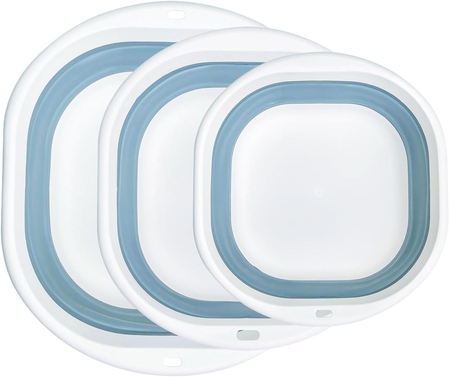 SOOFAM 3-Pack Foldable Wash Basin Set，Multipurpose Collapsible Wash Basin，Lightweight Basin，3 Different Sizes Portable and Space Saving，Baby Care/Outdoor Adventure/Home (blue)