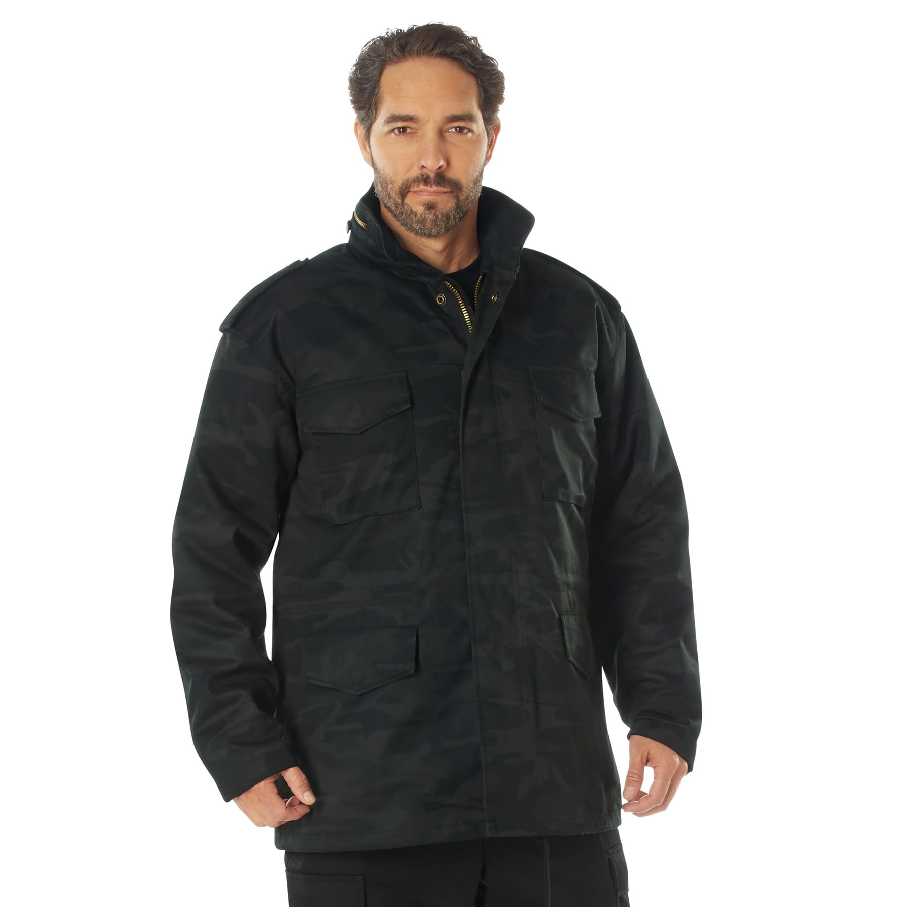 Rothco Midnight Camo Field Jacket – Versatile and Rugged Outerwear – Cold Weather Protection and Insulation, Midnight Black Camo, Small