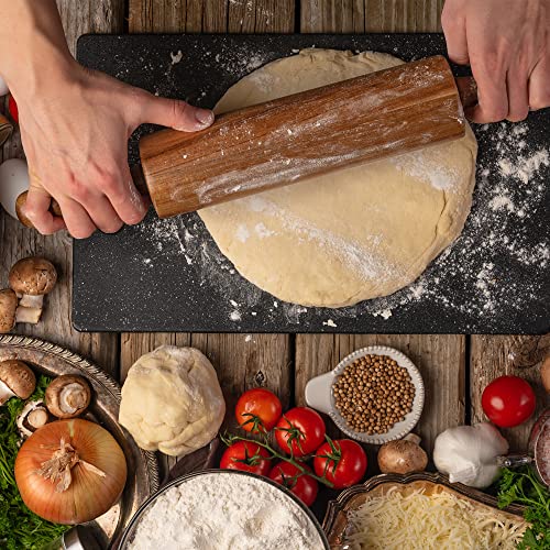 Kiteiscat Acacia Wooden Rolling Pin For Baking- Durable, Non-Stick Dough Roller With Handles- 17 Inches Long Baking Rolling Pin For Pizza, Fondant, Crust, Cookie & More- Classic Pastry Rolling Pin #TOP5
