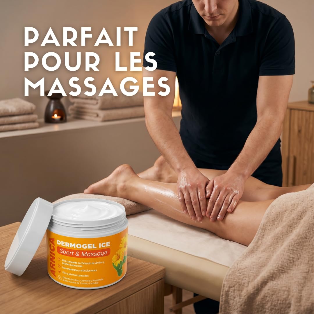 QKnatur - ARNICA MONTANA CREME GEL - Aide à soulager et apaiser les inconforts musculaires et articulaires - Teneur élevée en Arnica, Calendula, Extrait d'hamamélis - Massage (500 ml)