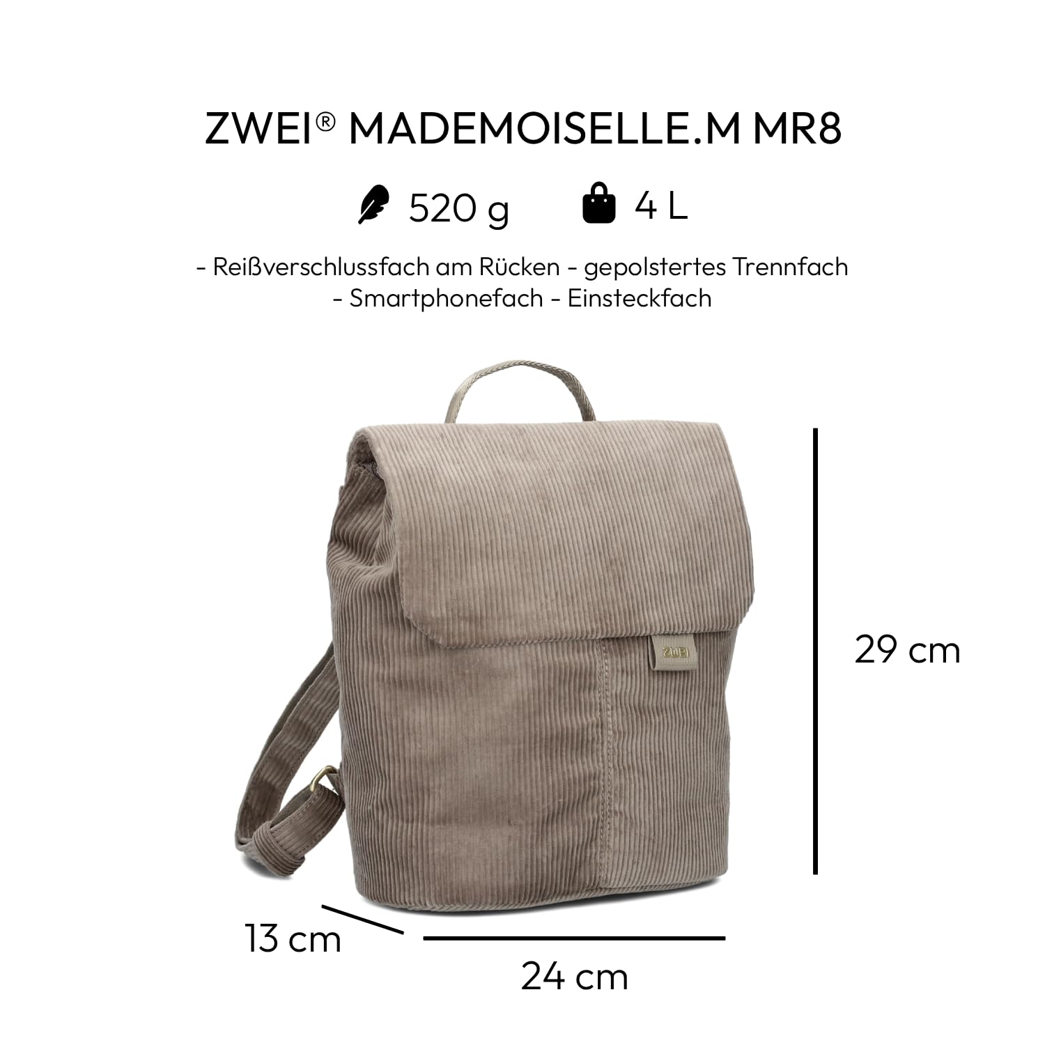 Two Mademoiselle MR8 Rucksack 29 cm - Test und Angebote - Dettaglio