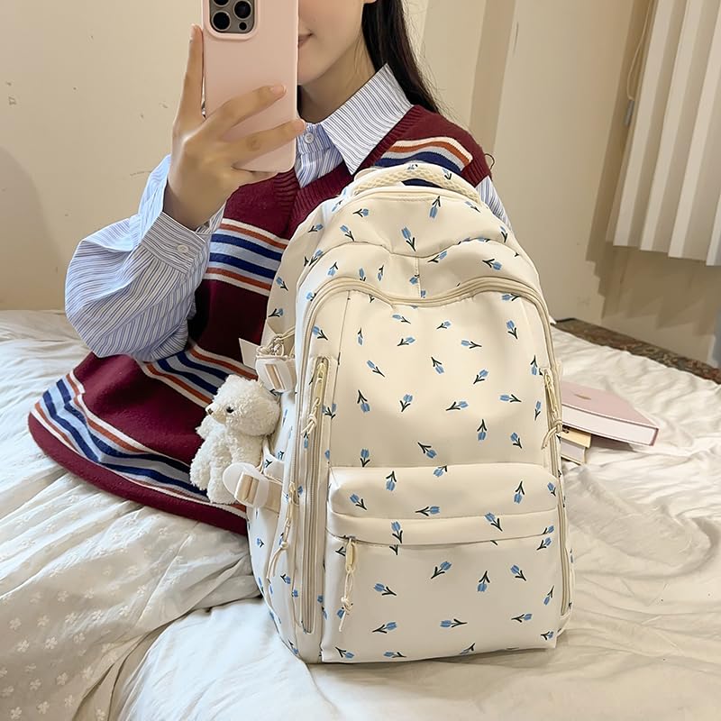 Coquette Flower Backpack, Cute Aesthetic Backpack Kawaii Daypack, Casual Travel Daypack3