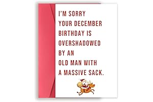 Funny December Birthday Card for Women Men, Happy Xmas Holiday Birthday for...