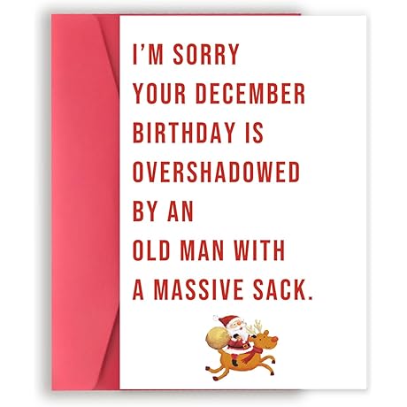 Funny December Birthday Card for Women Men, Happy Xmas Holiday Birthday for...