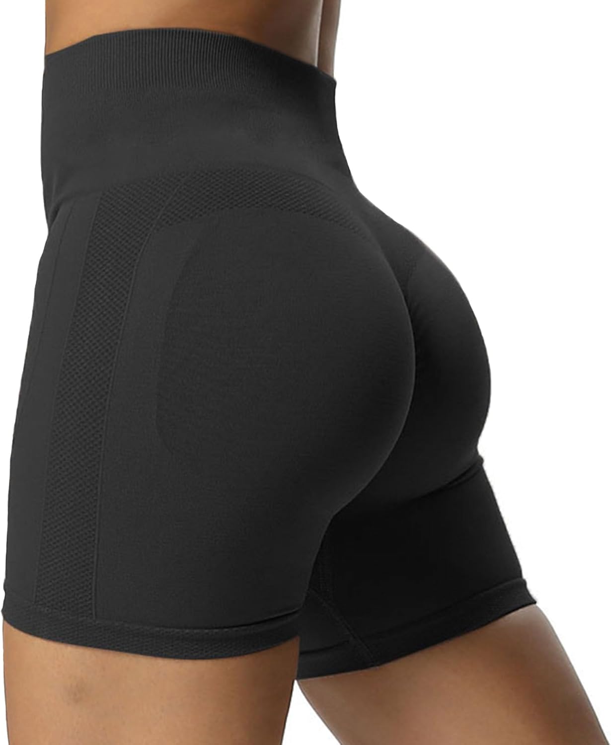 Aoxjox Workout Seamless Biker Shorts for Women Tummy Control High Waisted Athletic Yoga Contour Sculpt Running Yoga Short 6"