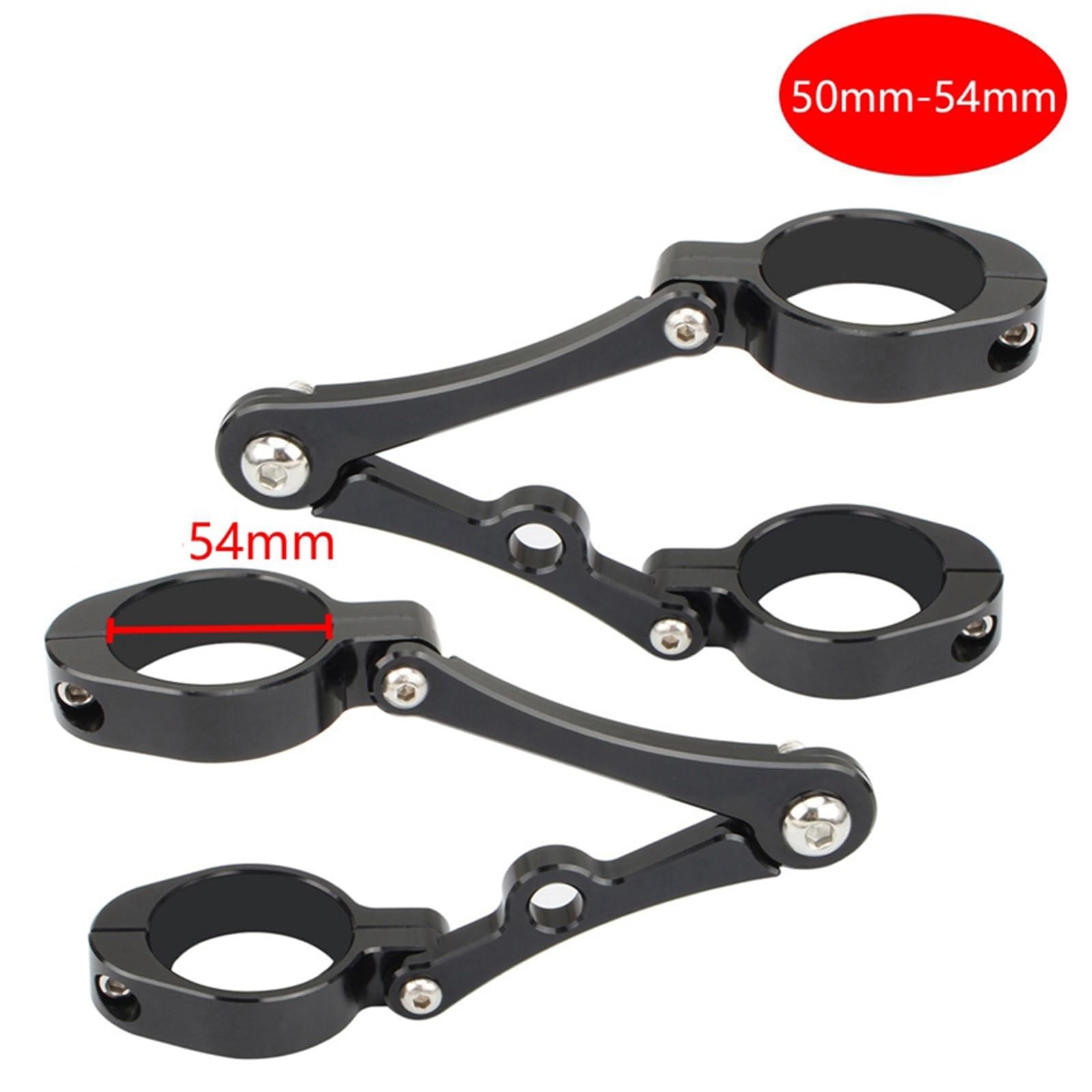 Staffe Supporto Faretti Supporto per faro da 33 mm a 58 mm, supporto per tubo forcella, supporto per luce, 54, 49, 45, 41, 37 mm, per moto, bobber, cafe racer, universale di Barra Luminosa(50-54mm)