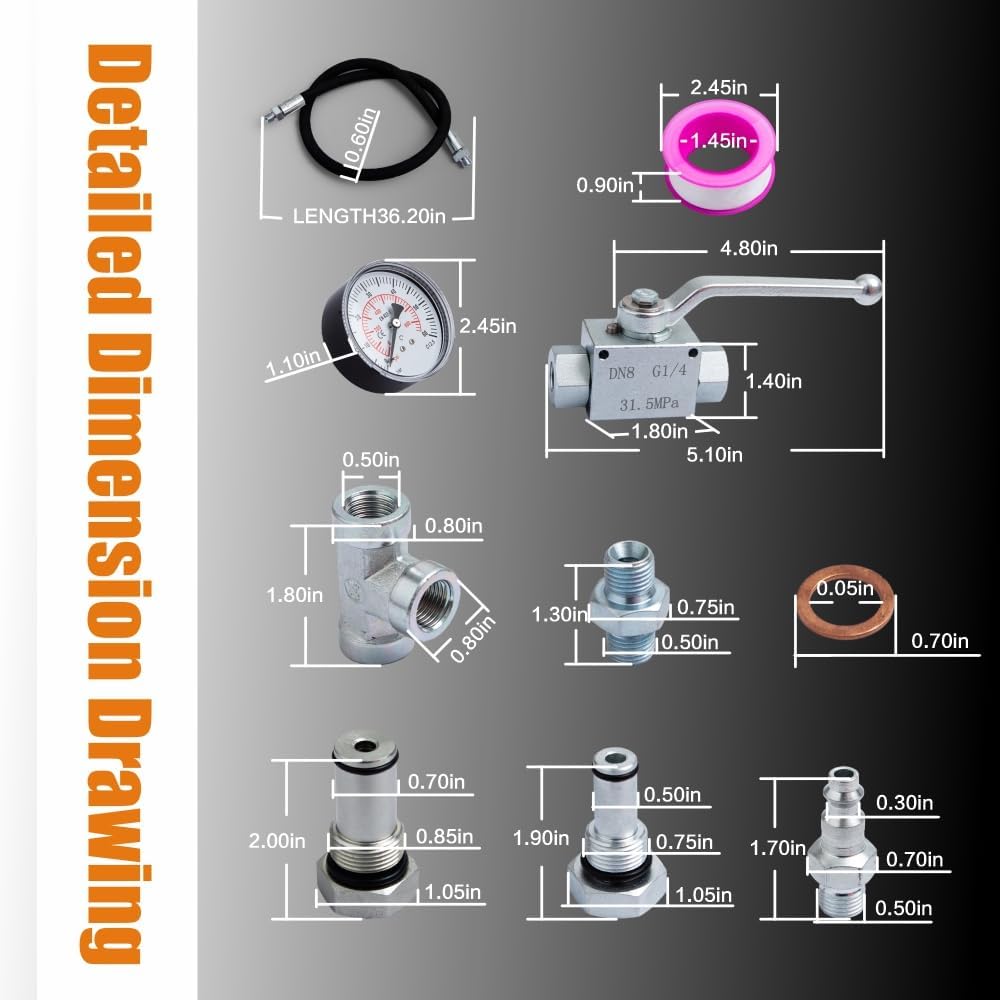Professional High Pressure Oil System IPR Air Test Tool Kit for Ford 6.0L-7.3L Powerstroke Diesel, Silver Steel Construction, Diagnostic Equipment with Pressure Gauge