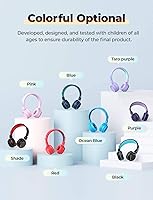 Vista 7 de iClever BTH03 - Auriculares Bluetooth para niños, volumen seguro, luces LED coloridas, tiempo de reproducción de 25 horas, micrófono de sonido