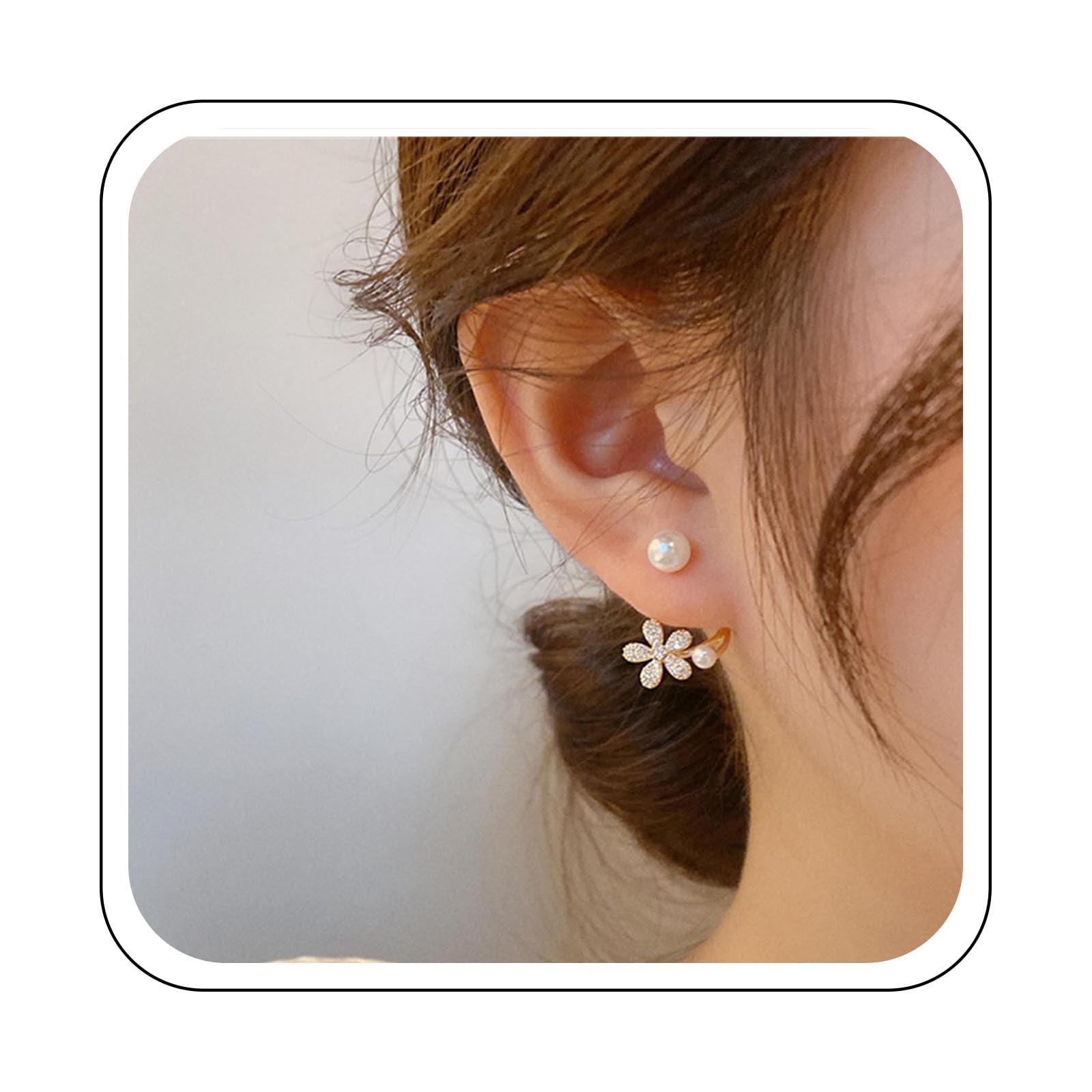YienDoo Boho Tulip Ear Cuff Wrap Earring Gold Pave Rhinestone Flower Ear Jacket Earring Statement Pearl Piercing Wrap Stud Earring Crystal Flora Climbers Crawler Earrings Jewelry for Women, Pearl, (B0C5DFC6FH) Amazon Price History, Amazon Price Tracker
