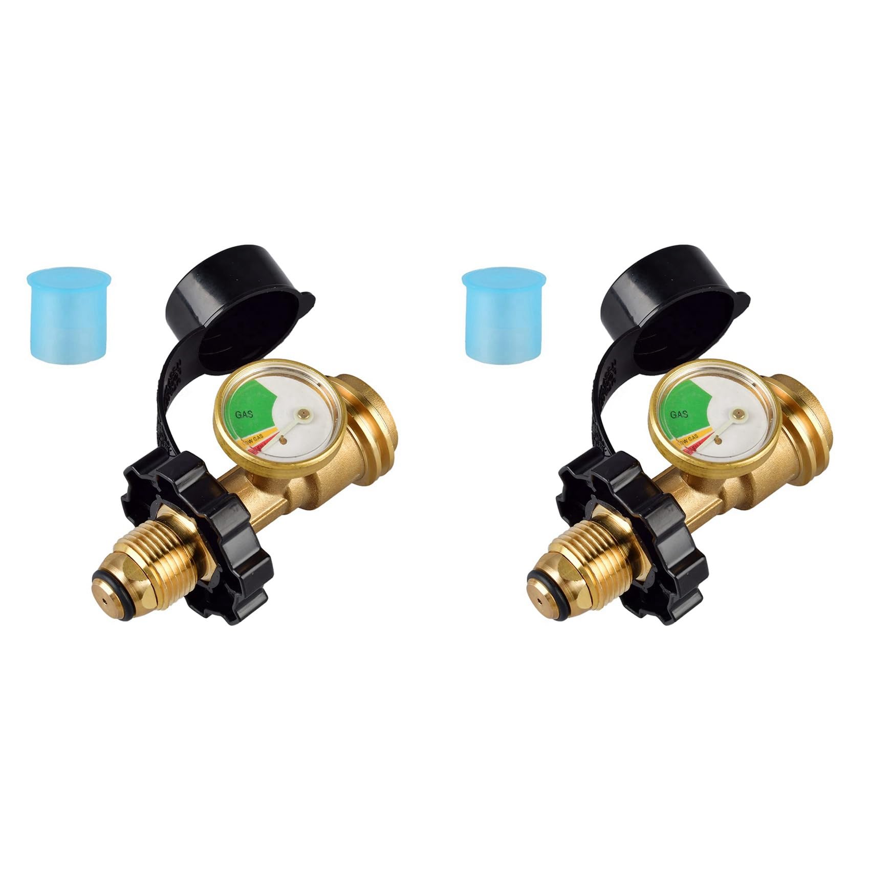 Jnchdghwa Brass Color 2X Propane Tank Adapter With Gauge Converts Qcc1/Type 1 Propane Tank Gauge Level Indicator For Rv Campe, Cylinder