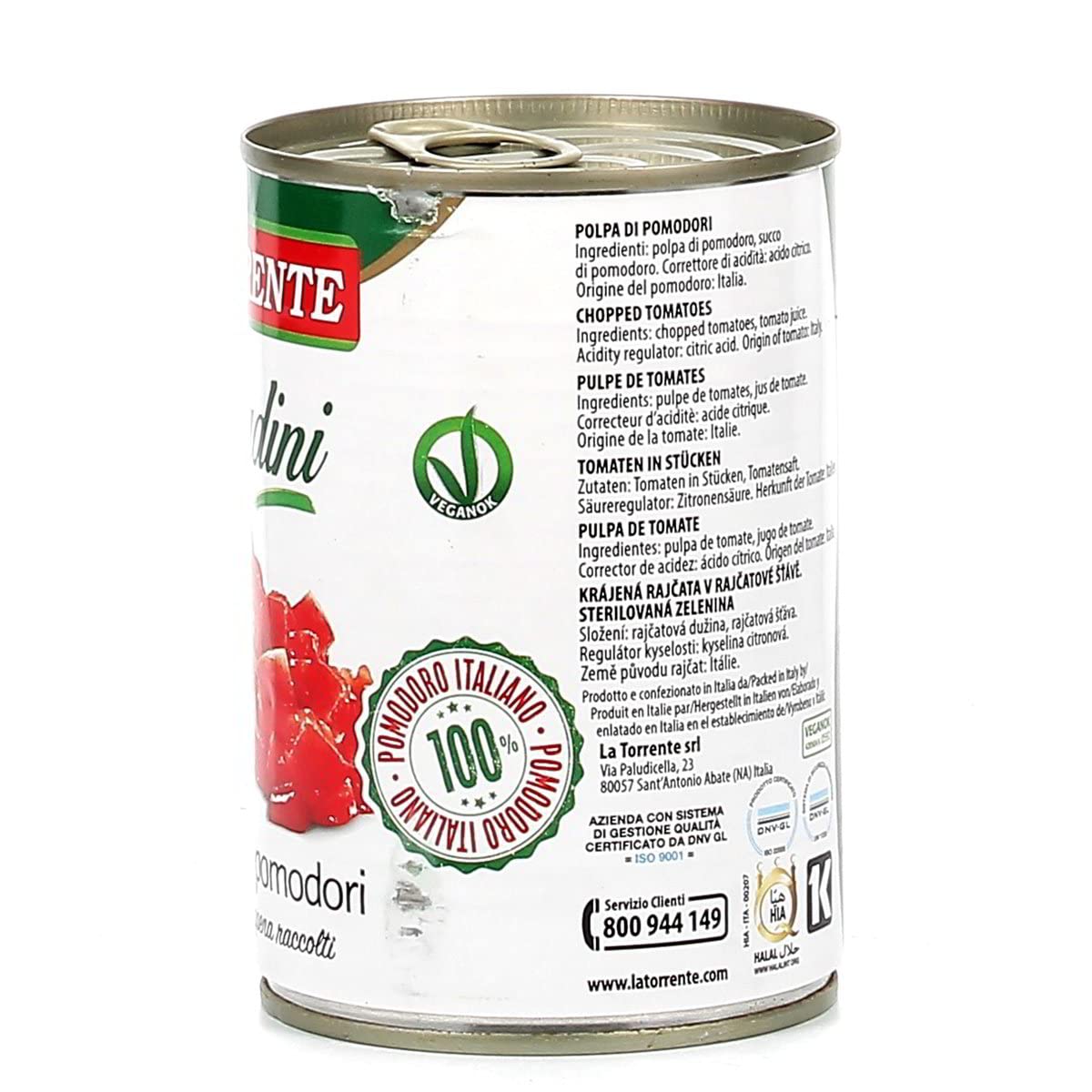 24 x La Torrente Polpa di Pomodori Dadini Pâte de tomate sauce aux tomates en Italie 400 g