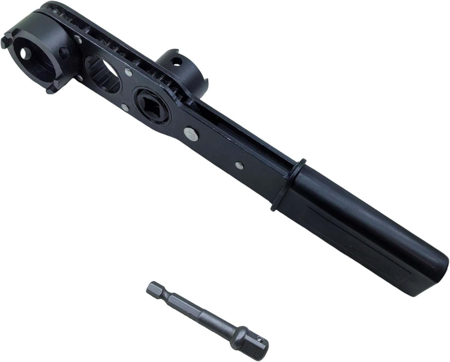 Locknut Socket Wrench Set for 1/2" & 3/4" Conduit Connectors,Dual Independent 42CrMo Sockets + Pass-Through Ratcheting Wrench with Direction Lock