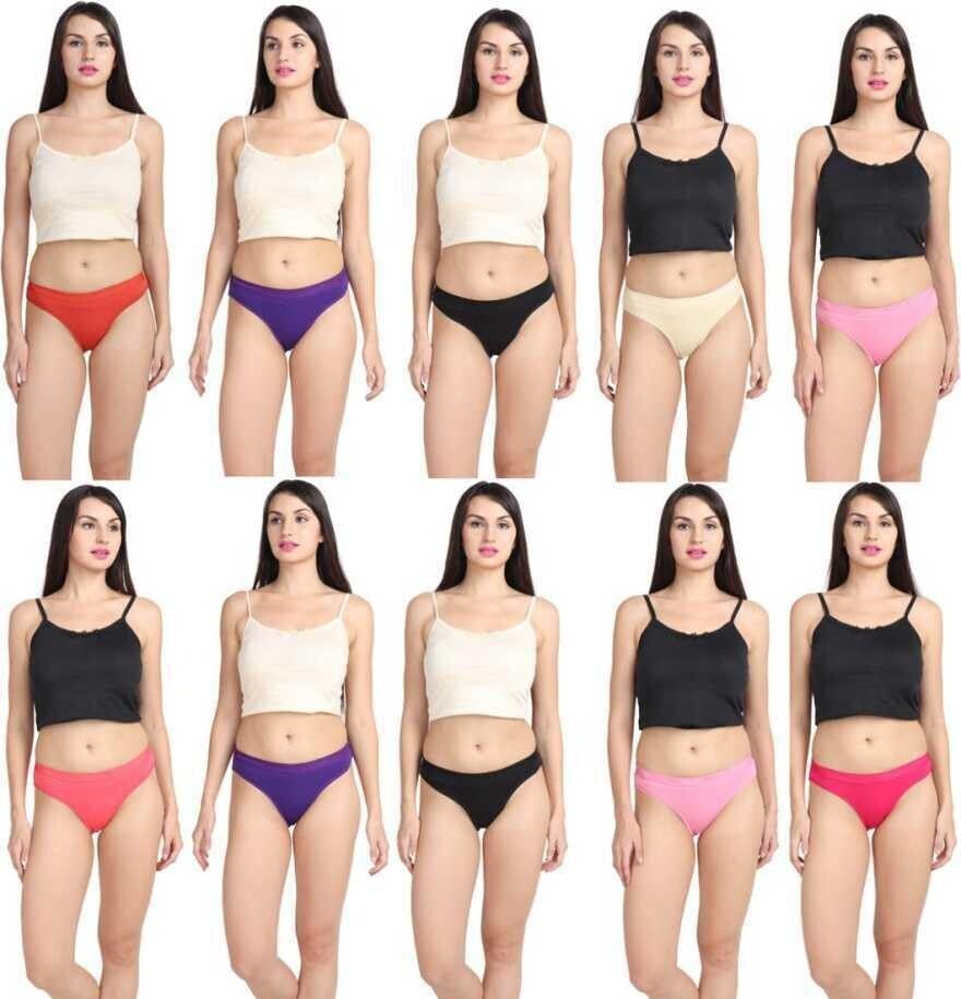 Women Comfortable Pure Cotton Panties (Solid-63-XL Pack of 10) Multicolour-image-44