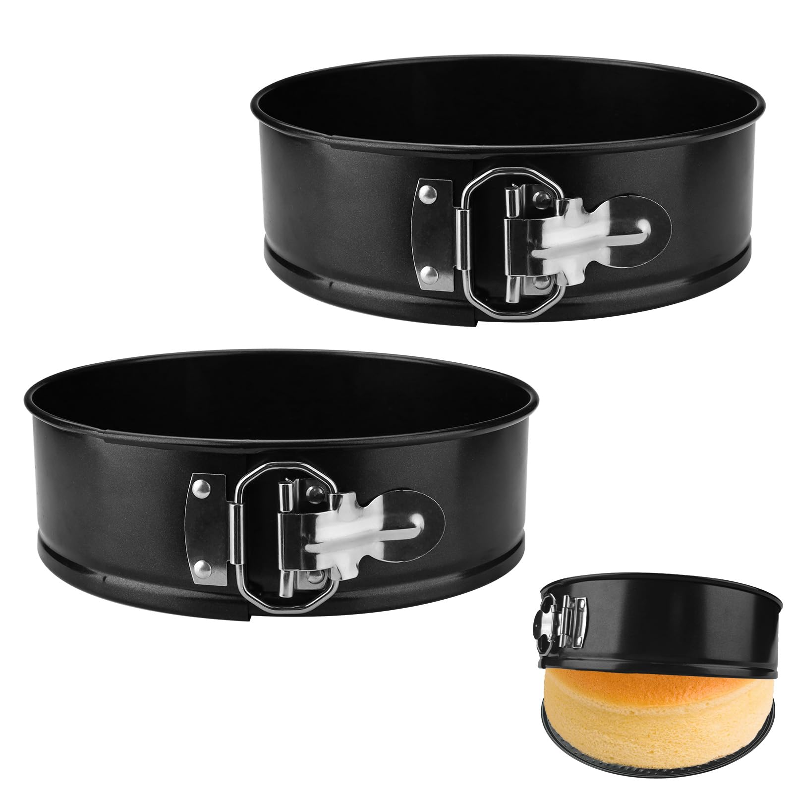 LELE LIFE Paquete de 2 moldes desmontables de 18,5 cm, antiadherentes con parte inferior extraíble, molde redondo para tartas de queso a prueba de fugas para hornear (7 pulgadas)