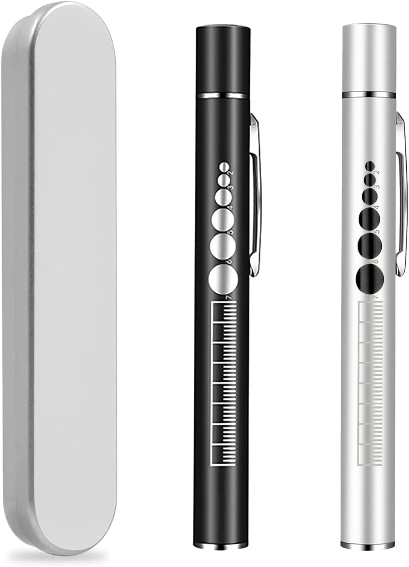 KEWAYO 2 Pack Mini Flashlight, USB Rechargeable Dual Light Source Pocket Small Handy LED Torch Pen Flashlight with Stainless Steel Clip for Home and Outdoor Activities