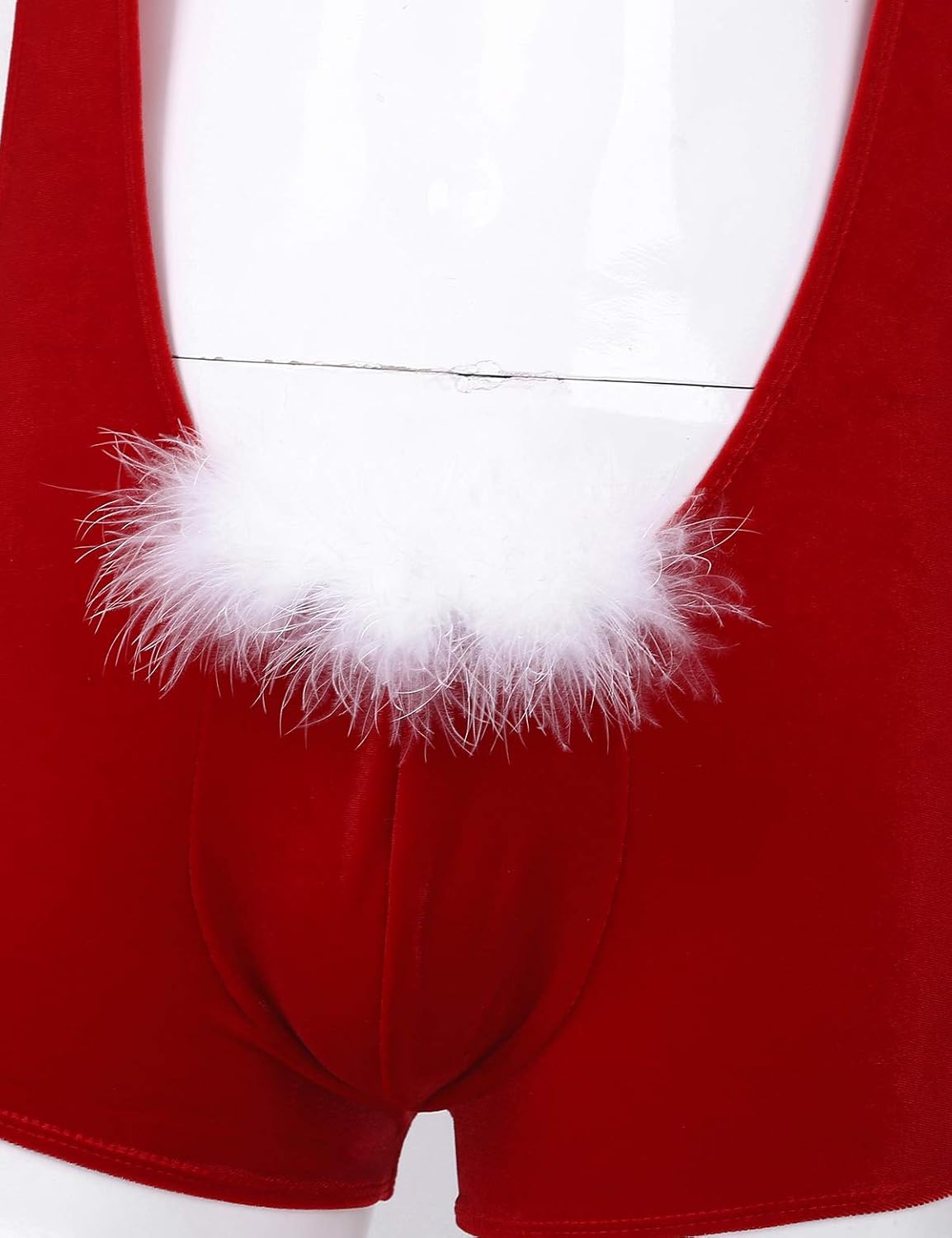 Jhaoyu Mens Soft Velvet Red Christmas Lingerie Suspender Leotard Wrestling Singlet Bodysuit