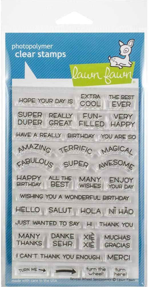 LAWN FAWN Clear Stamps 4"X6"-Reveal Wheel Sentiments, White