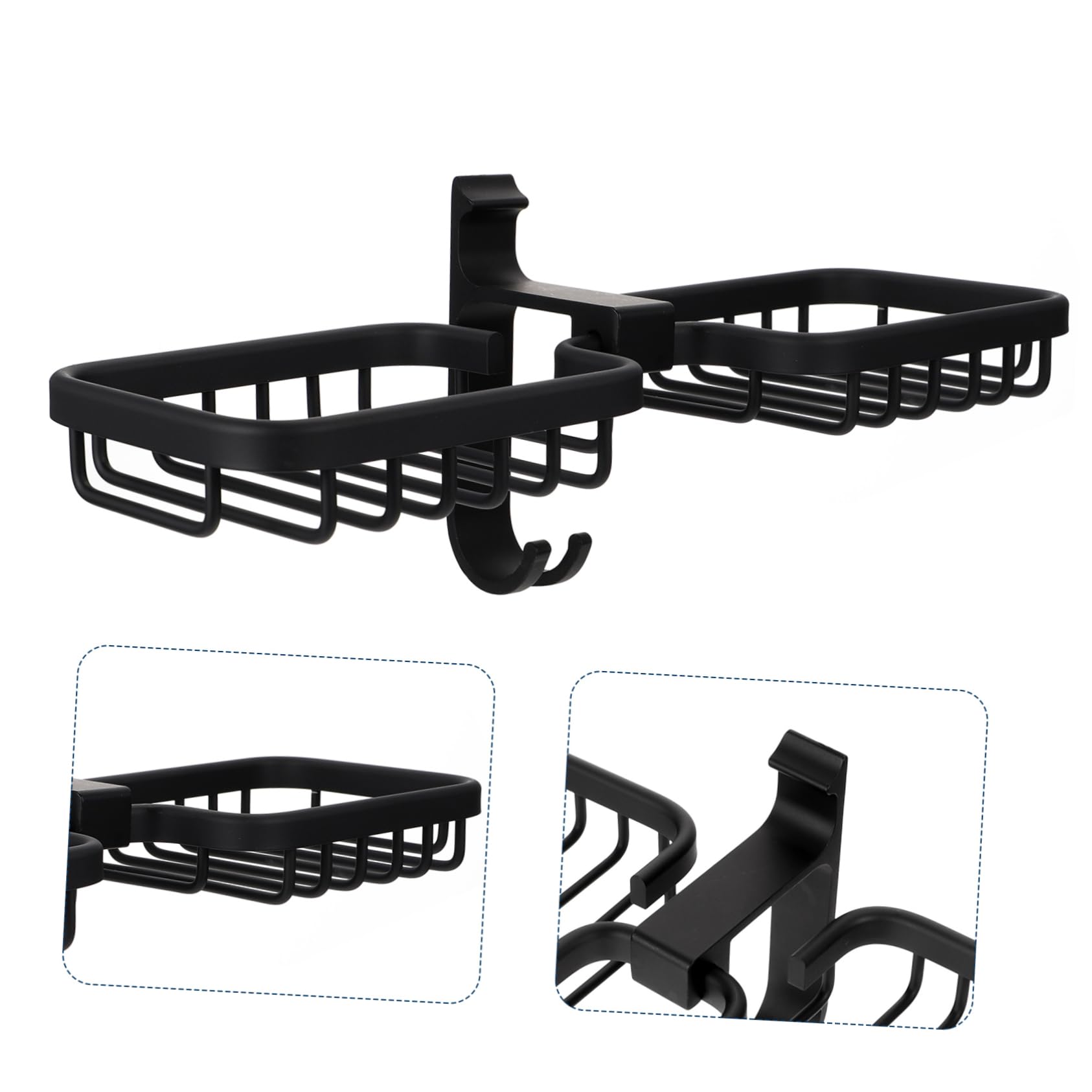 Jabonera de Pared Doble de Aluminio Espacial Negro