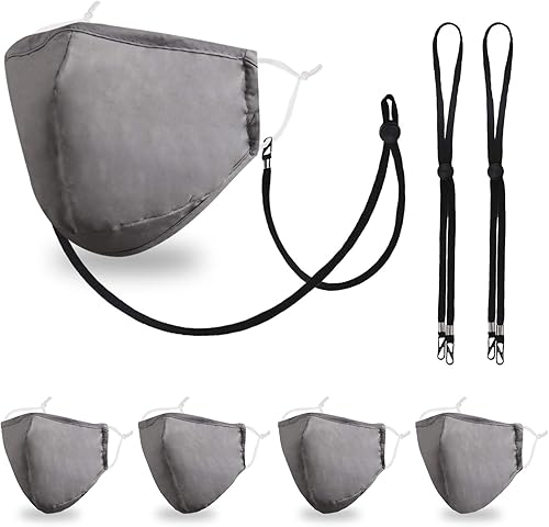 Máscara facial de algodón, con alambre para la nariz, forma 3D, cinta elástica para las orejas, lavable y reutilizable, 4 unidades, Verde, Talla