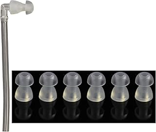 FCS Ear Tips Silicone Earplug Domes for BTE and Pocket Hearing Instruments Ear Tip Replacement with Tube and Elbow Connectors (6 Pc. Small- 8mm)