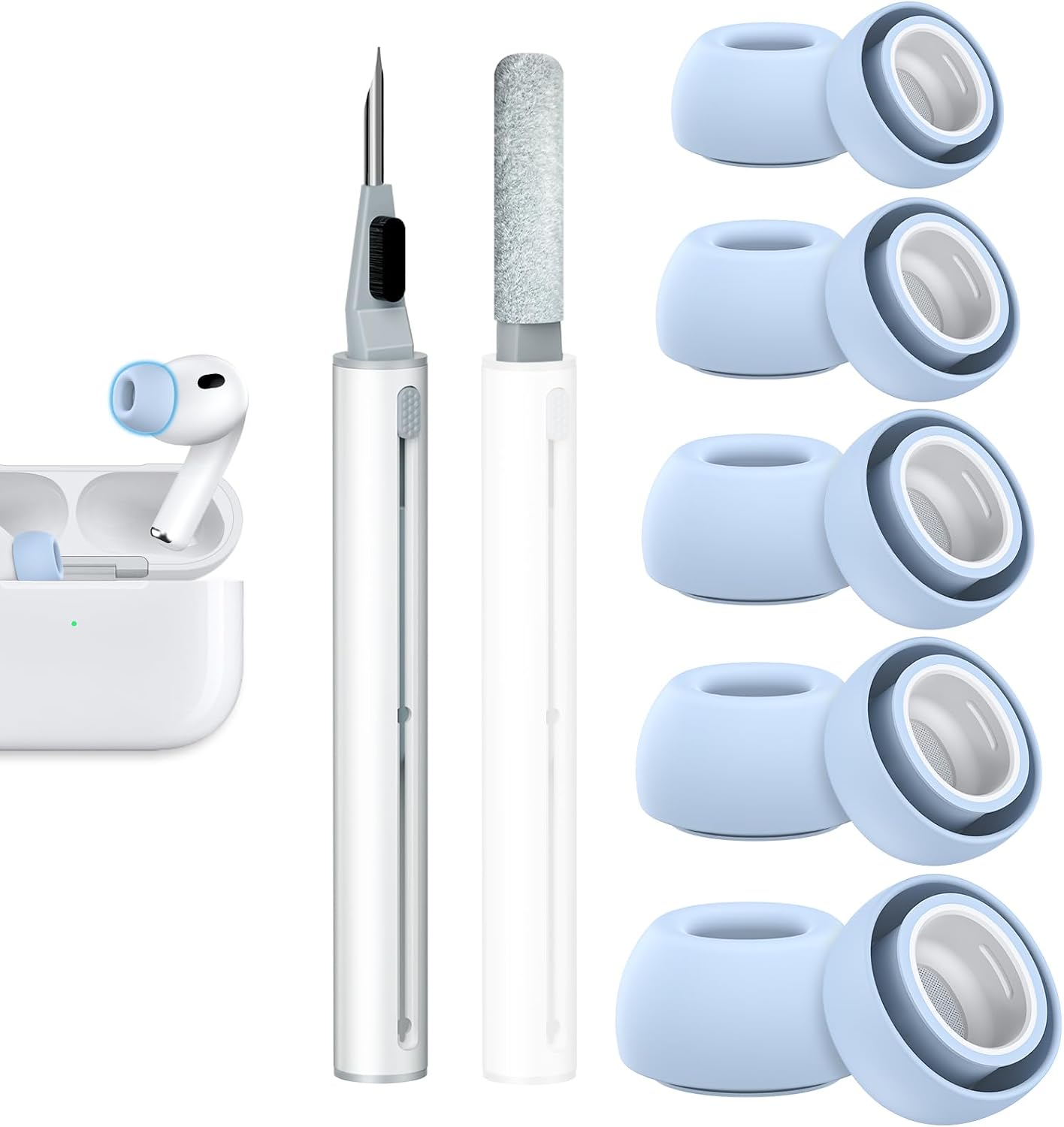 Ear Tips Replacement for AirPod Pro 3 (5 Pairs,XXS/XS/S/M/L,Light Blue)
