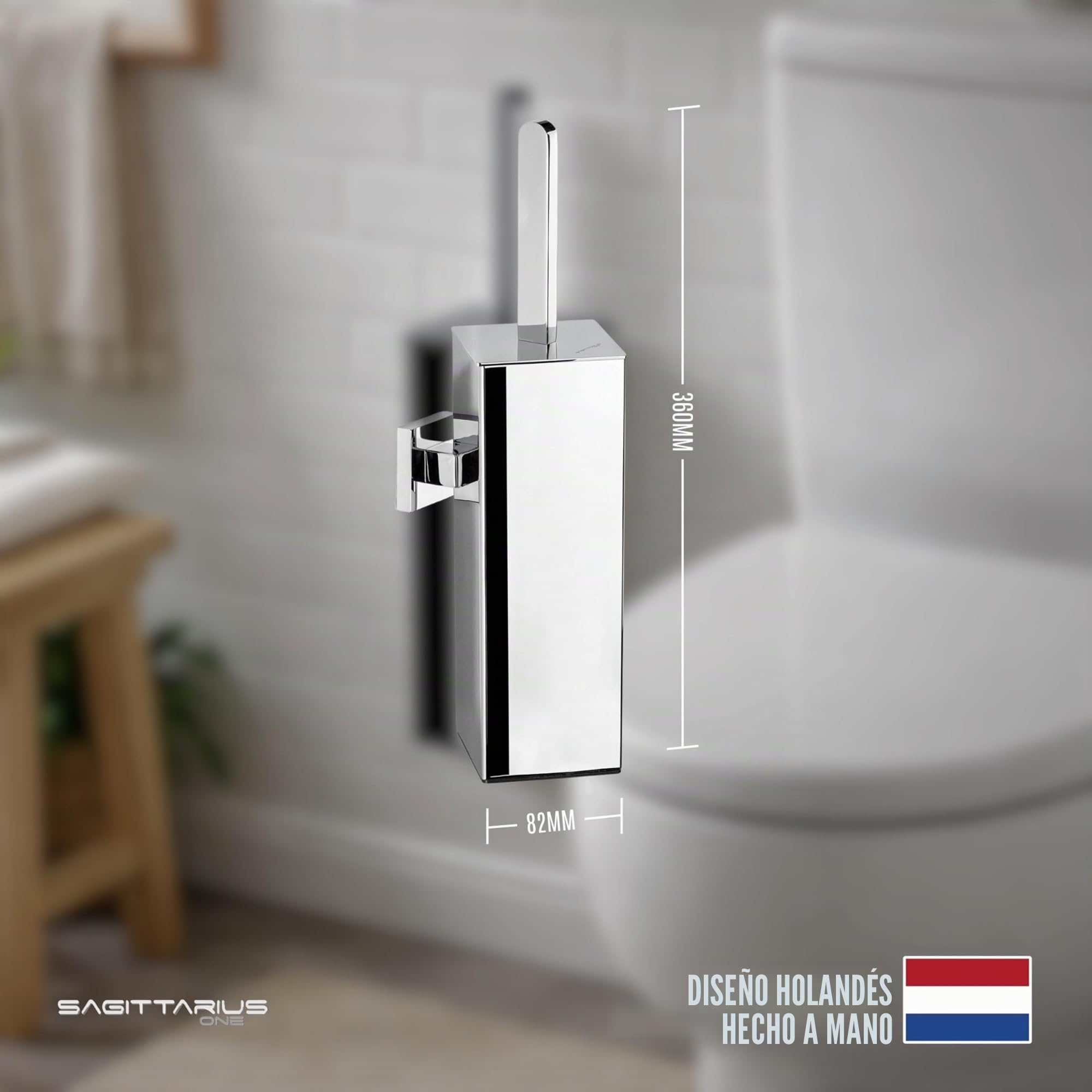 360S1 Escobillas de Baño Silicona con Soporte de Acero Inoxidable SUS304, Cepillo Higiénico y Duradero, Diseño Moderno en Cromo