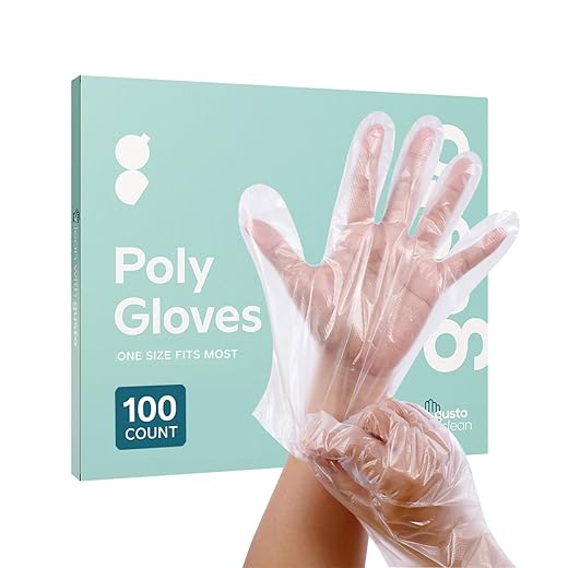 Comfy Package [100 Count] Disposable Poly Plastic Gloves for Cooking, Food Prep and Food Service | Latex & Powder Free - One Size Fits Most