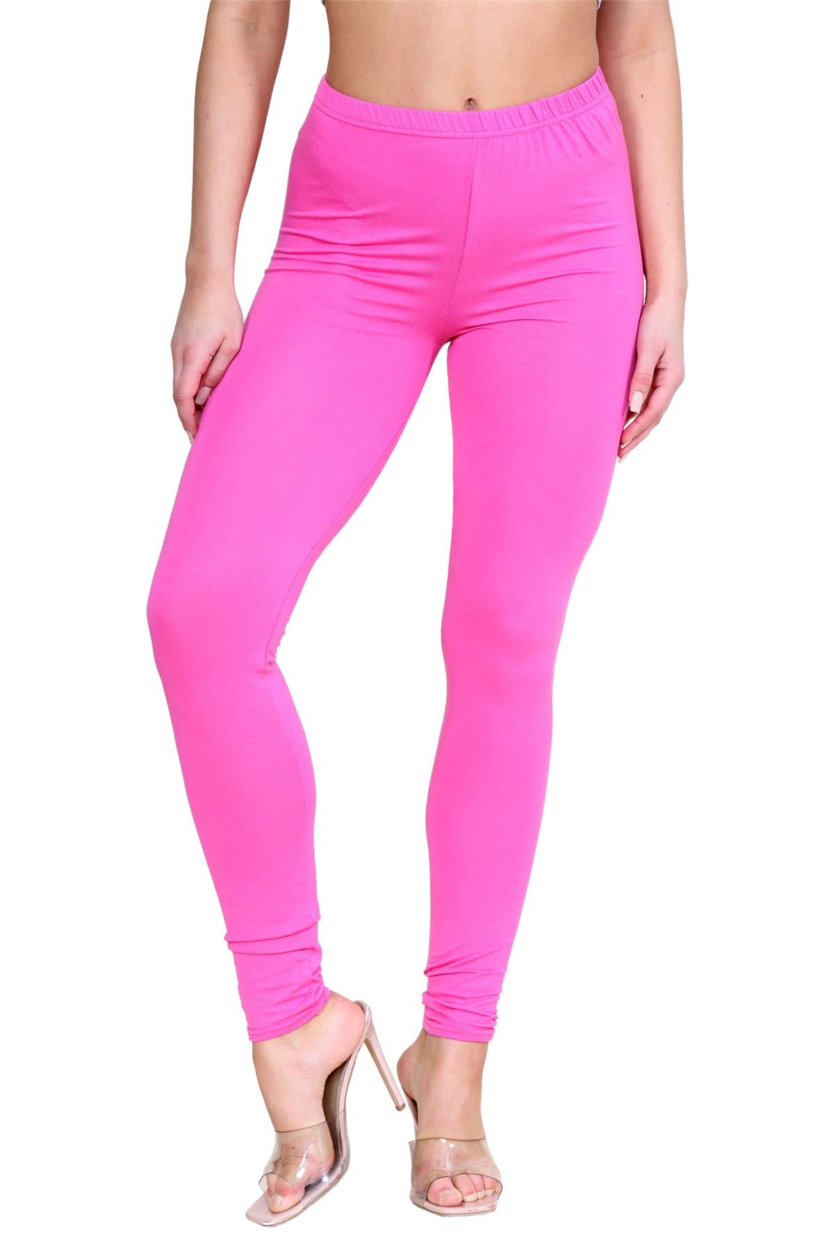 Hamishkane® Womens Viscose Leggings, Elasticated Waist Skinny Yoga Pants for Women, Plain Stretchy Gym Leggings, Full Length Slim Fit Pants, Women Activewear Fuschia