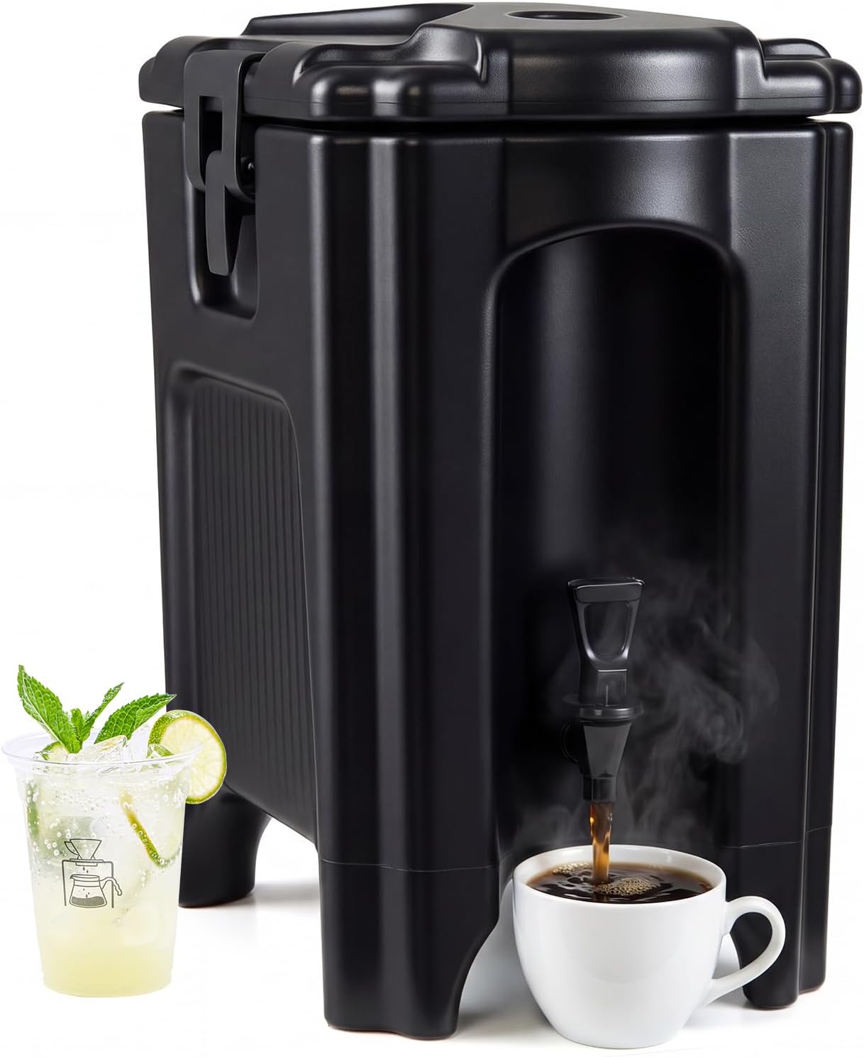 COSTWAY 4.5 Gal Insulated Beverage Dispenser, Commercial Coffee Tea Iced Thermal Drink Server Containers w/Two-Stage Faucet, Hot and Cold Water Dispensers for Catering, Party & Restaurant Shop Event