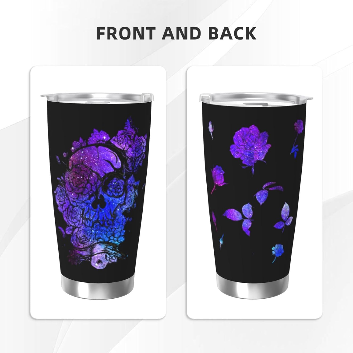 Skull Candy Purple Sugar Gifts For Women Tumbler, 20 Oz Stainless Steel Travel Coffee Mug - Image 2