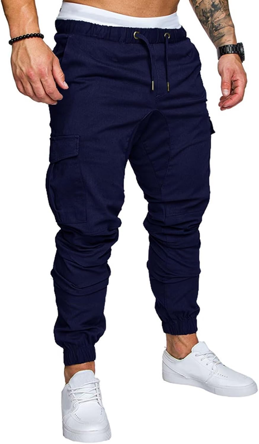 Mens Cargo Workout Joggers Pants Tapered Gym Athletic Tactical Slim Sweatpants Men with Pockets